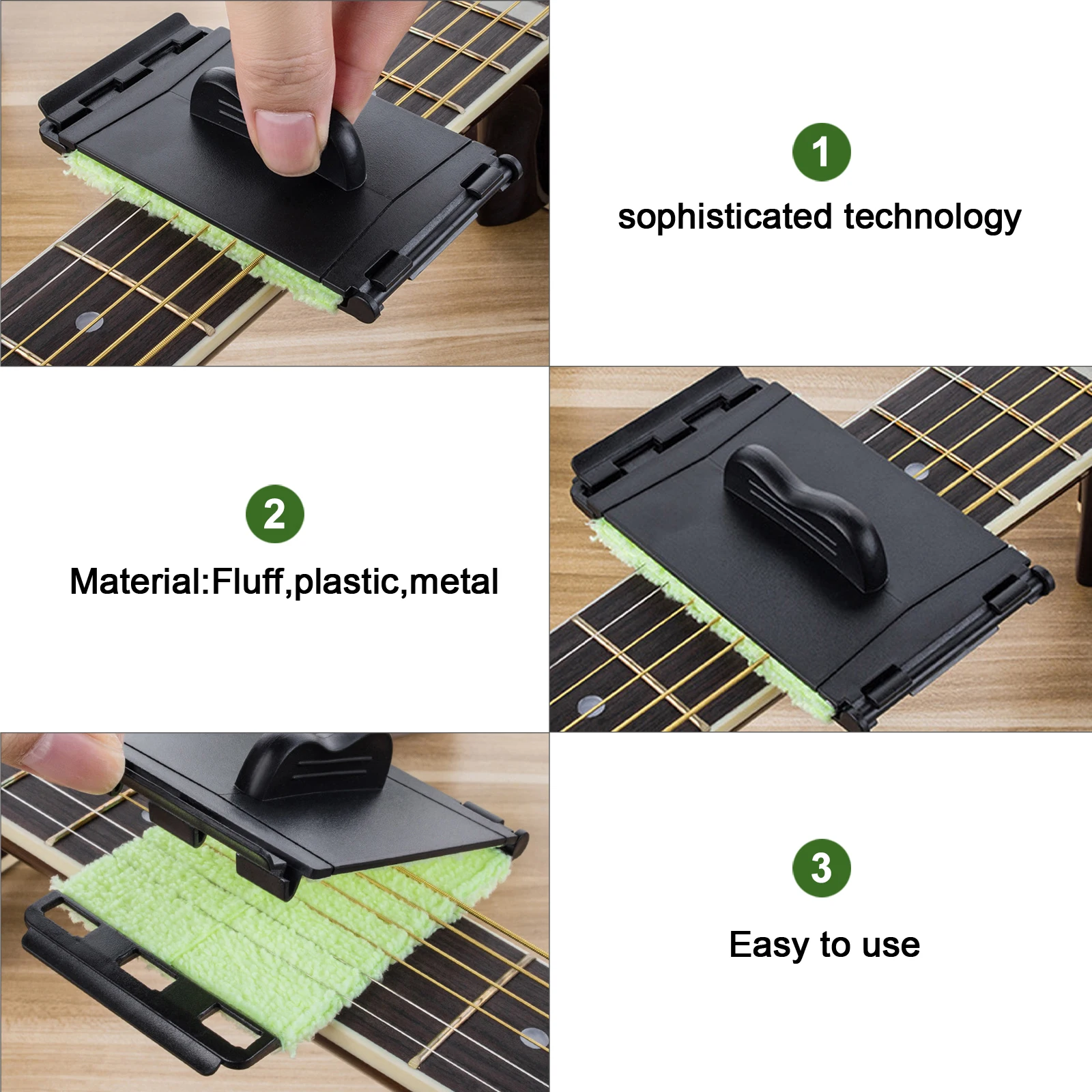 

Premium Guitar String Cleaner Set Durable Washable Material Rust Dust Grime Protection Easy Fit for All String for Electric