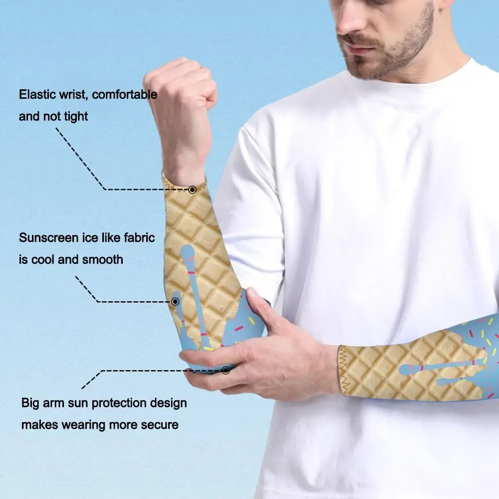 NEW Ice Cream Arm Sleeves Cooling Moisture Wicking Sun Protection Sleeves UV Protection Protective Sleeves Cycling
