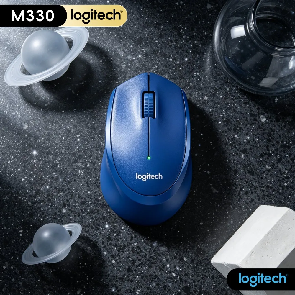 Logitech M330 Silent Wireless Mouse Precise Optical Positioning Work On Multiple Surfaces For Laptop Mac Office Home Use