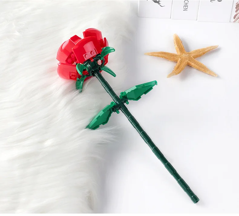 KNEW BUILT 3D Rose Building Blocks Toys-Everlasting Love,Perfect Valentine's Gift ,DIY Flower Home/Desk Decor,Simple Assembly