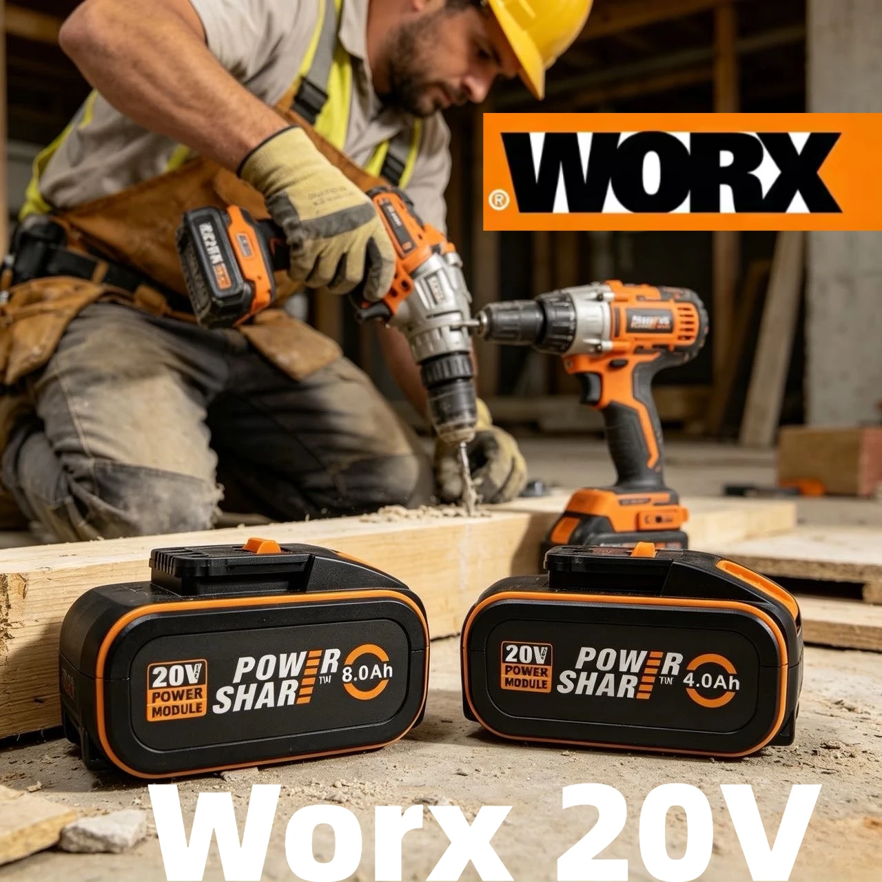 Batterie au lithium universelle Worx 20V, compatible avec tous les outils électriques Worx 20V, durée de vie longue durée et sortie stable pour le travail quotidien