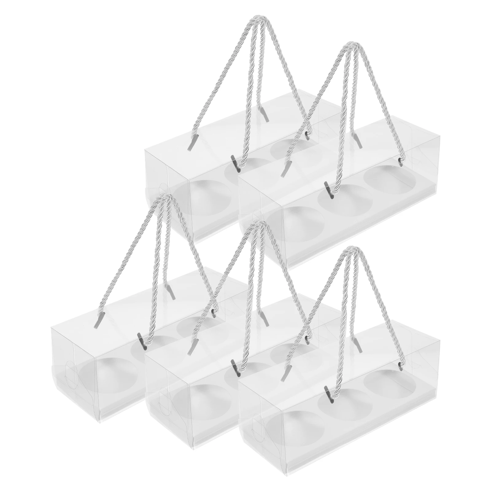 5pcs Storage 7.28x2.56x2.56 Inches Transparent PET Gift Boxes for Party Wedding Birthday Bulk Boxes with Lids String