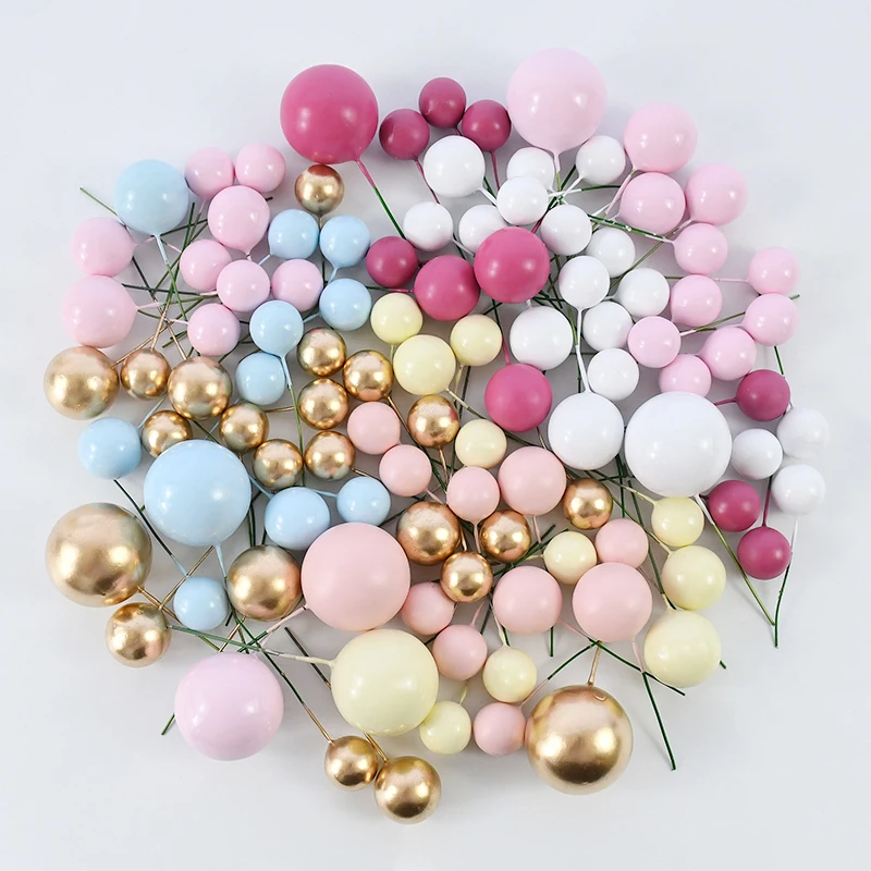 

32Pcs Mini Ball Cake Cupcake Topper Pink Girl Favors For Wedding Birthday Party Baking Decoration Baby Shower Supplies