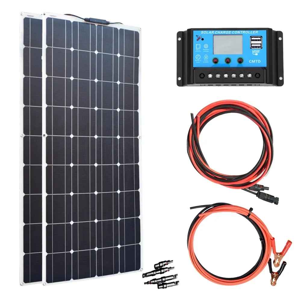 

200W DIY Semi Flexible High Efficiency Monocrystalline Solar Energy Panel System Home Kits for RV