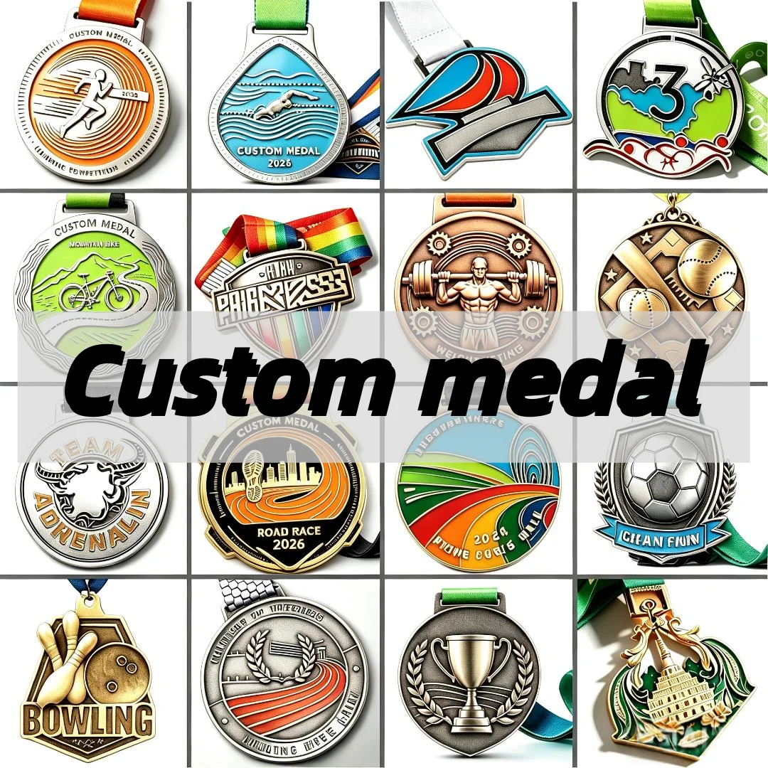 Personalized Design Metal Logo Medal, Custom Medal Zinc Alloy 3D Enamel for Running Soccer Cycling Swimming