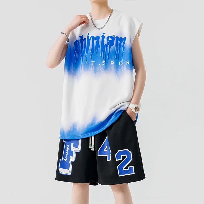 

Men's Casual 2-Piece Sportswear Set Streetwear Fashion Tracksuit Shirts and Pants Camping Beachwear Clothing Summer Shirts Set