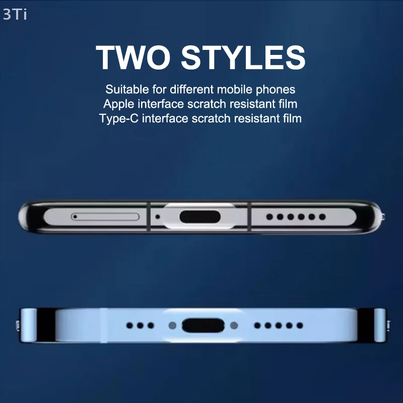 طبقة حماية لمنفذ شحن الهاتف المحمول لهاتف IPhone Type-c Android واجهة مقاومة للخدش فيلم غير مرئي لمنفذ البيانات