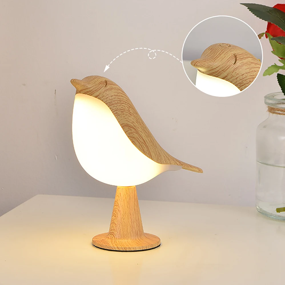 

Светодиодная настольная лампа в форме птицы, три скорости регулировки цвета, сенсорный выключатель, подходит для учебы и в качестве ночника в спальне.