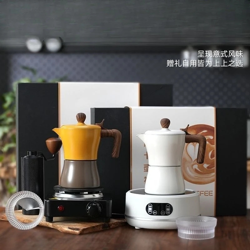 Mocha Pot Set Small Fresh Grinding Coffee Hand Grinder