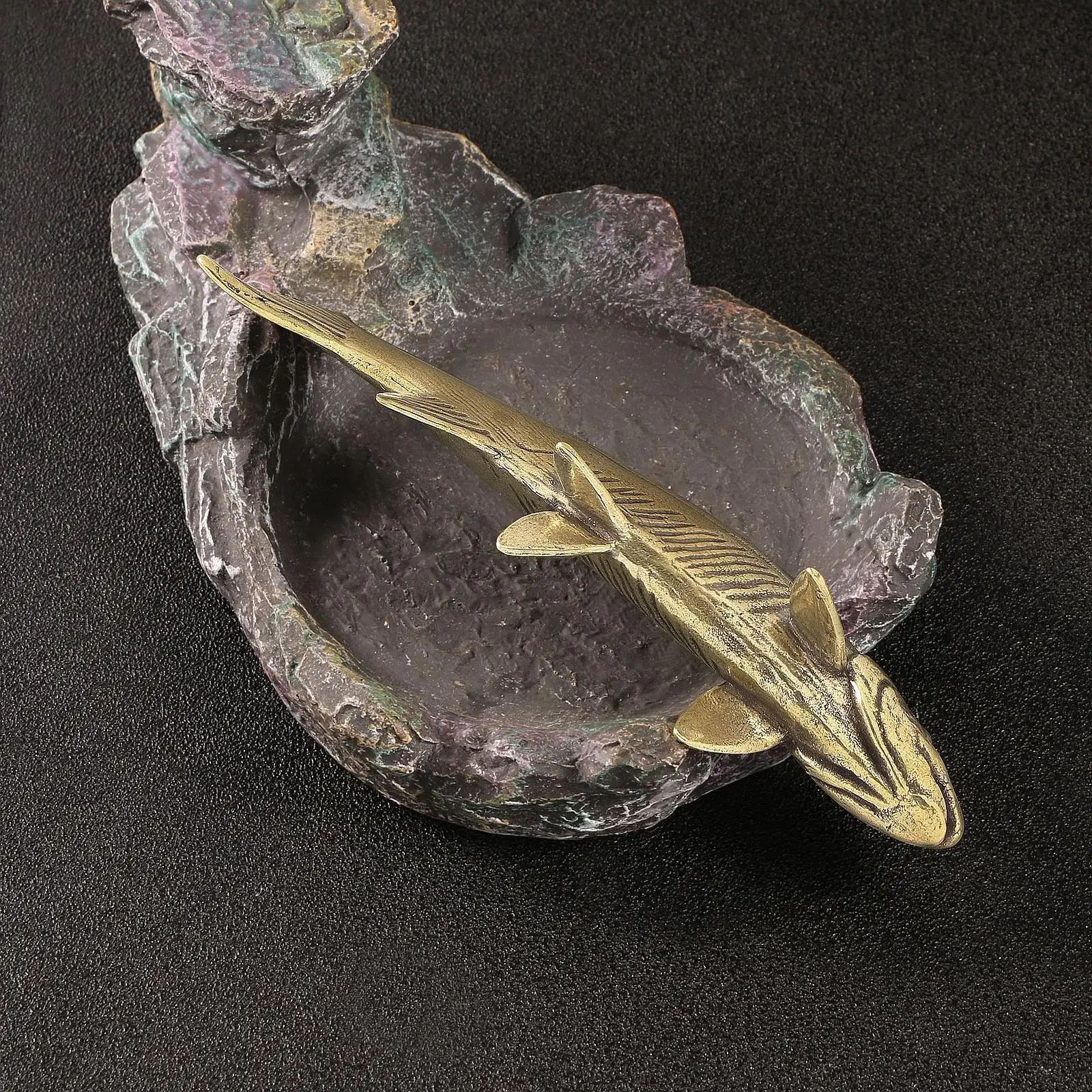 النحاس الأسماك تمثال مكتب توبر العتيقة الحرفية سطح المكتب زخرفة حسن الحظ محظوظ تمثال لمكتب غرفة المعيشة الجدول حديقة