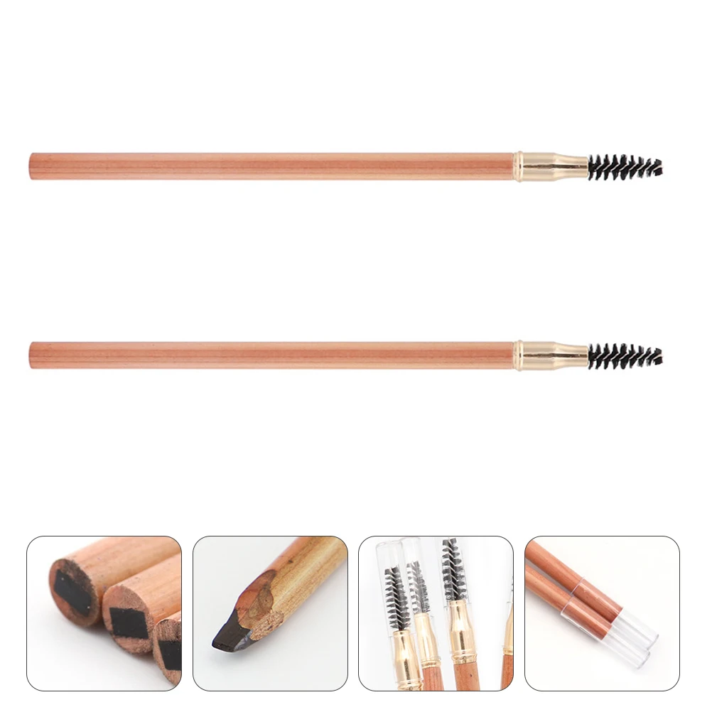 

2Pcs Durable Dual Head Eyebrow Pencils With Brush Natural Waterproof Makeup Tool