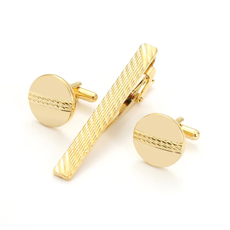 High-end-Gold Farbe Manschettenknopf Krawatte Clip Set Manschettenknopf Hemd Kragen Clip herren Business Luxulry Schmuck Hochzeit Zubehör – Detail 3
