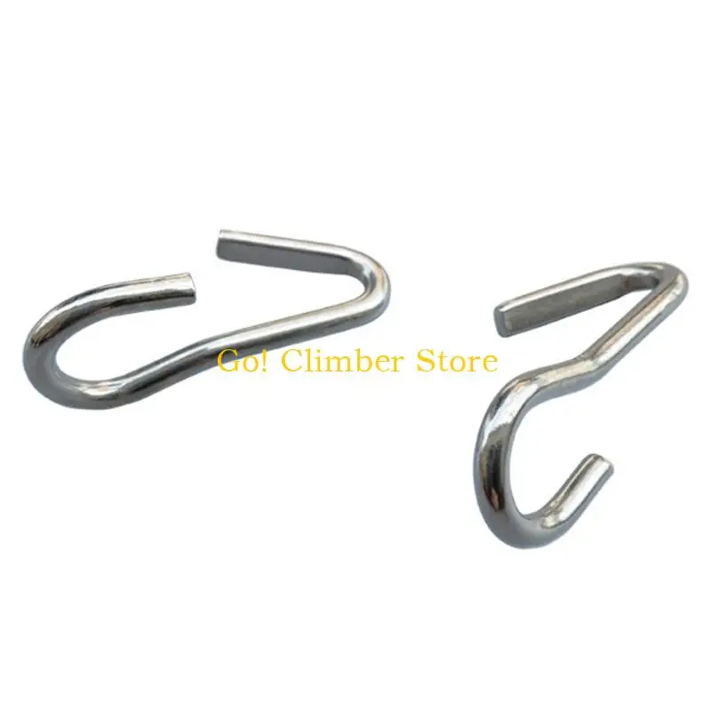 Q84C Equine Curb Chain Hardware, Two Silver Stainless Steel Horse Bit Hook with Direct Placement Design for Gear Assembly and