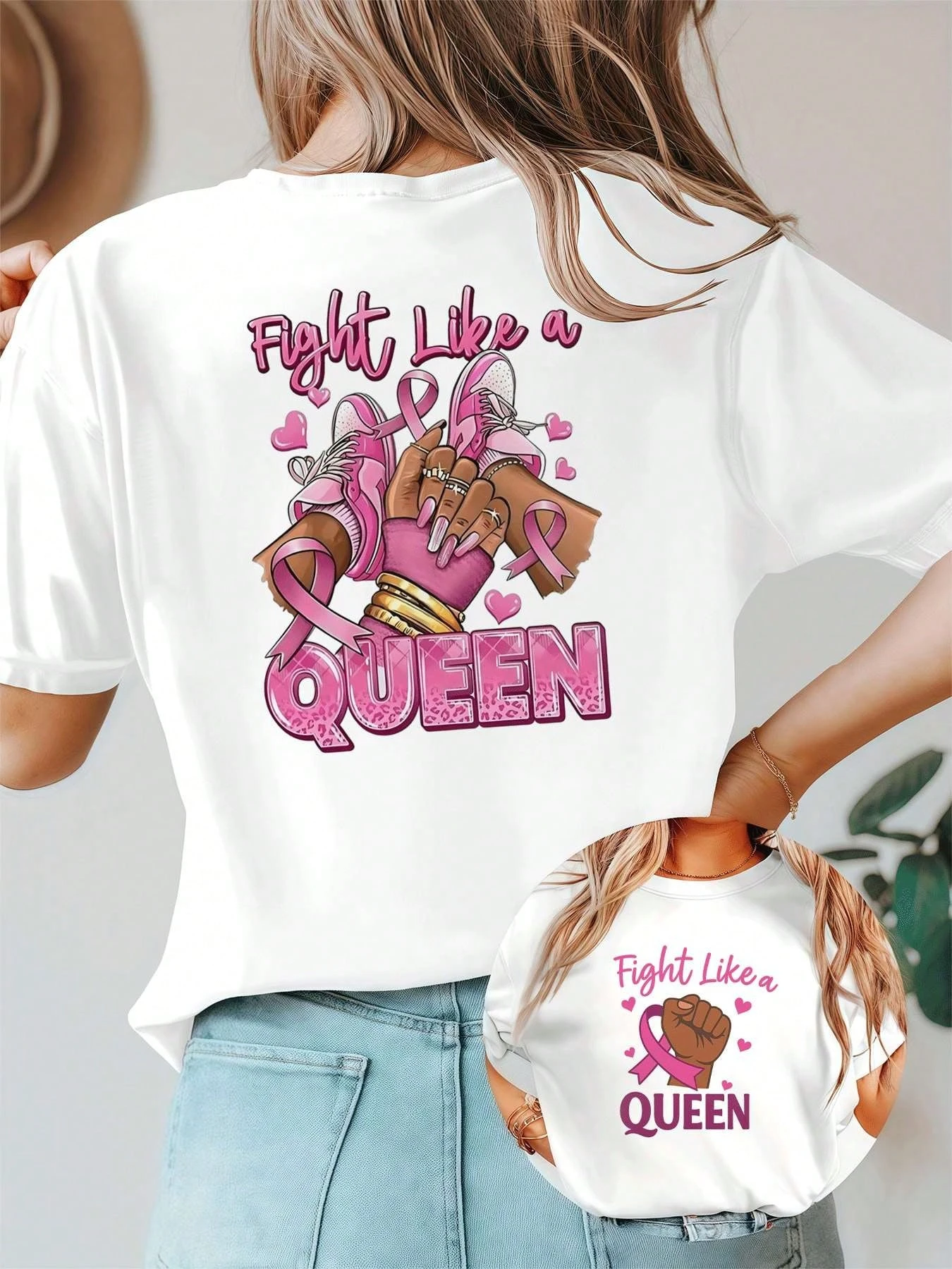 

Футболка в стиле королевы, двусторонняя, изысканный принт, лето 2026, женская одежда, оригинальный стиль, универсальная повседневная одежда с короткими рукавами