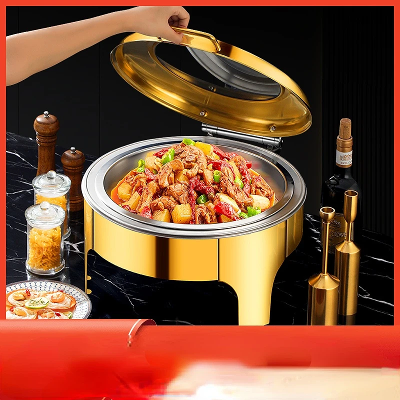 

Golden Heating Stainless Steel Buffet Stove Hydraulic Visual Maintaining Furnace Flip Thickened Buffet