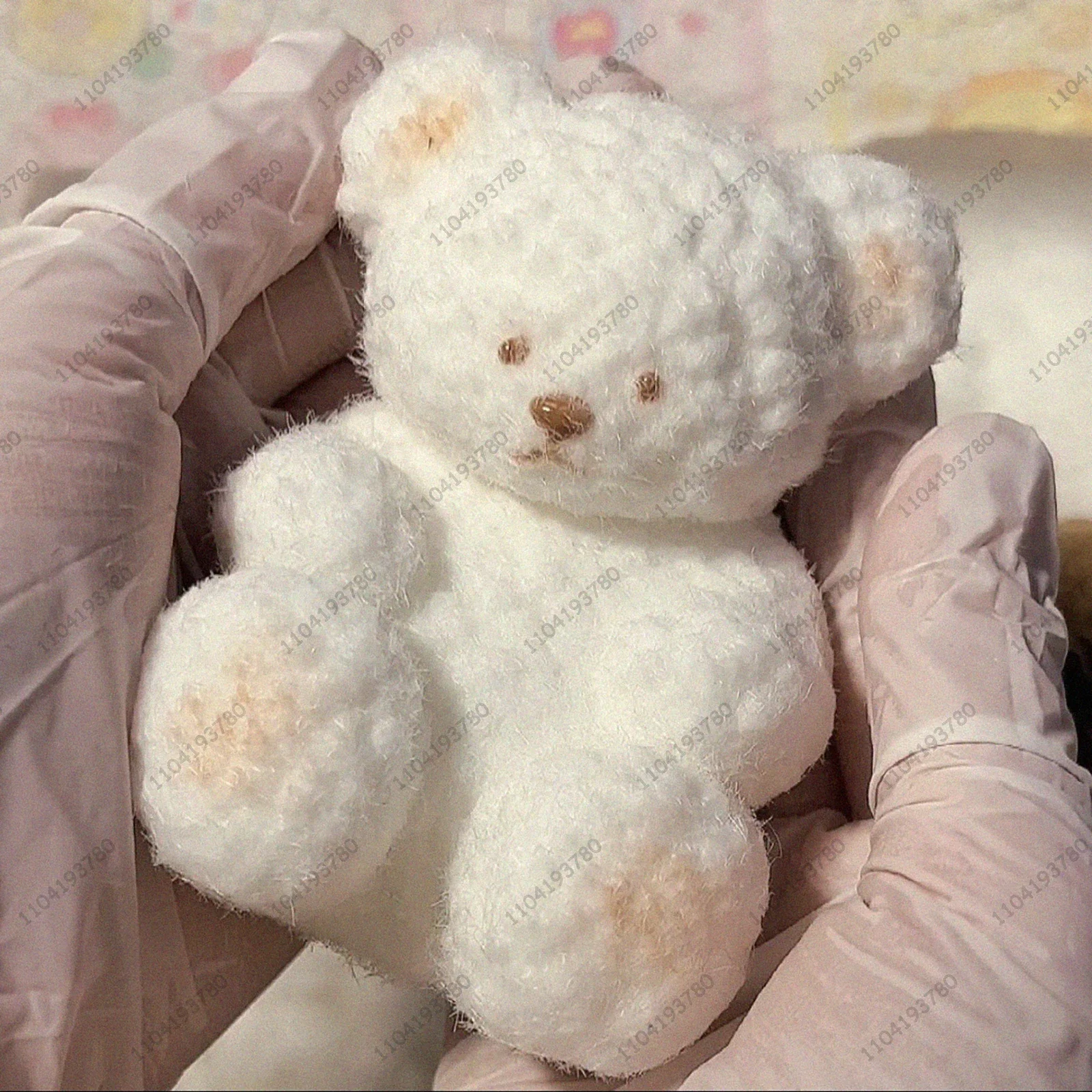 Teddy Bear Taba Squishy Silicone Fuzzy White Teddy Bear With Scarf Pink Bear Squeeze Toy Hand Relax Anti Stress Release Toy