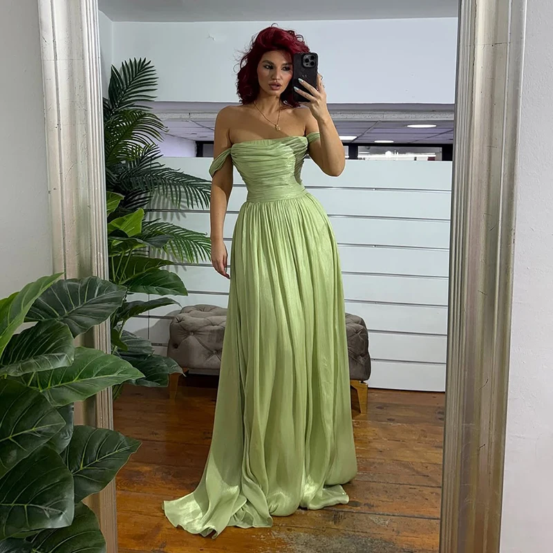 Thinyfull Customized A-Line Off The Shoulder Pleated Corset Prom Dress Formal Maxi Evening Floor-length Vestidos De Fiesta 2026
