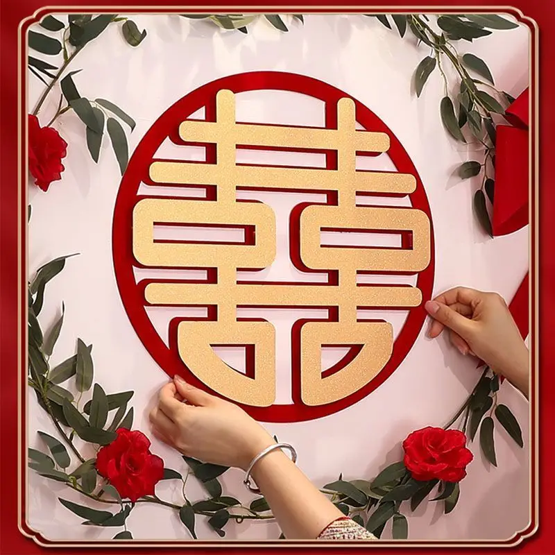 DIY Chinese Happy Wedding Room 3D Red Flower Decor Bedroom TV Background Window Wall Engagement Party Decoration