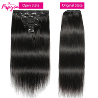 Clip In Hair Extensions Human Hair Thick Straight Clip In Natural Black Color Clip Ins Remy Hair 26 28 30 32 Inch For Women