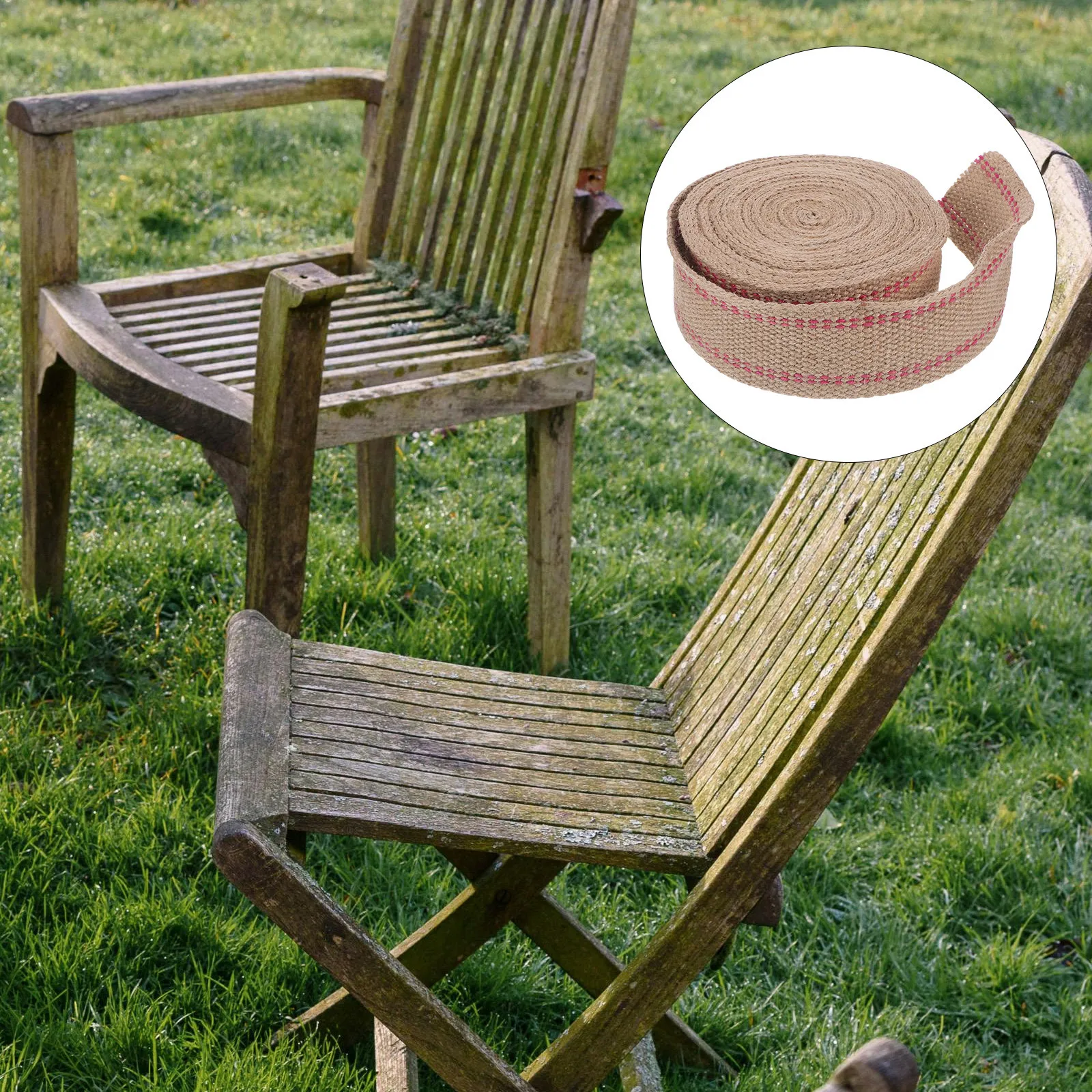

Heavy Duty Jute Webbing Tape with Red Stripes for Chair Repair and DIY Crafts Sturdy Burlap String Roll for Furniture Tape and