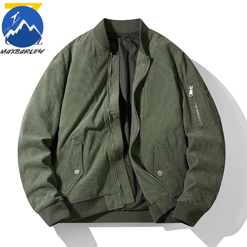 Maxbarley Baseball Suit Men 2025 Autumn Fashion Loose Corduroy Trendy Motorcycle Stand Up Collar Coat Versatile Flying Jacket