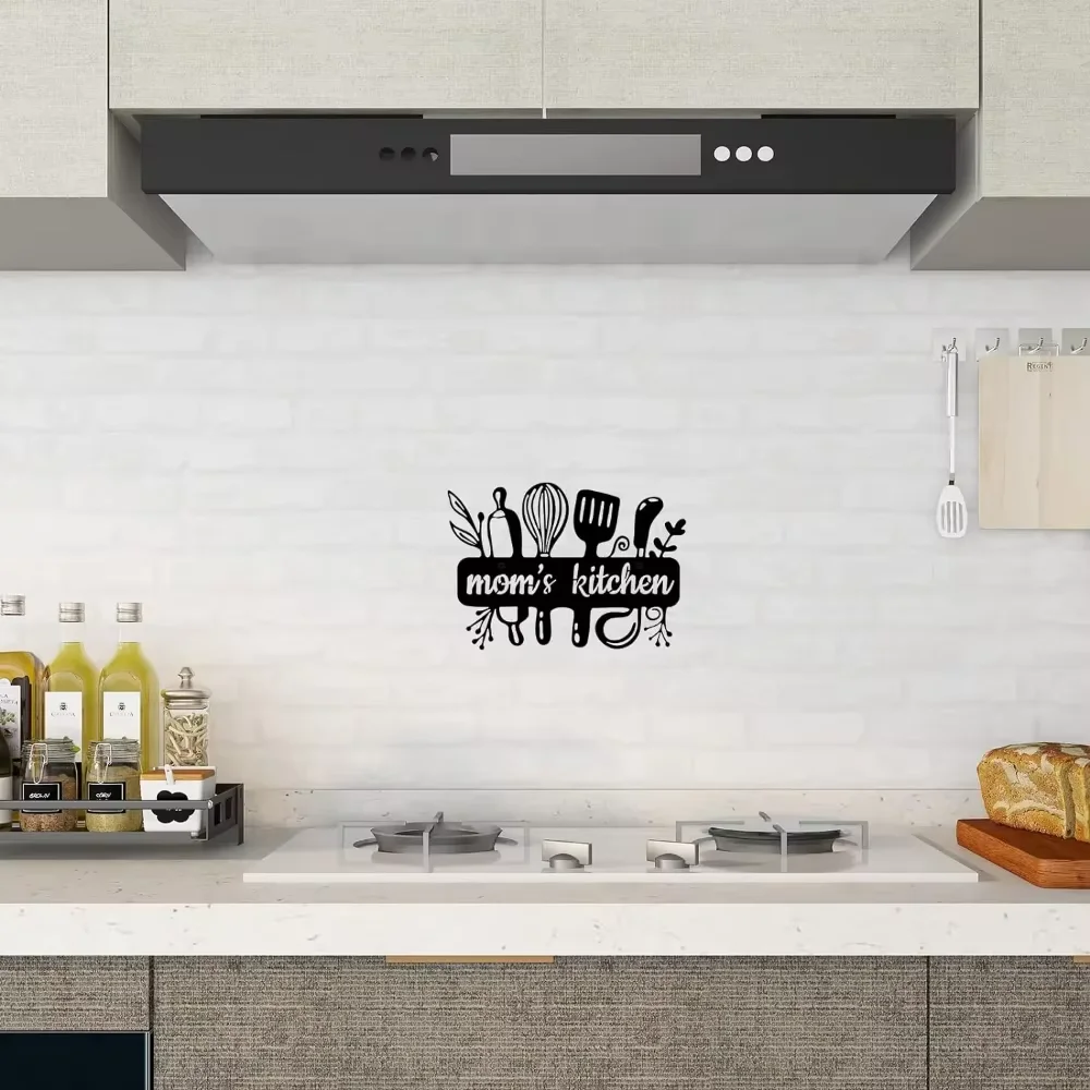 Black Metal Kitchen Pot Sign Cooking with Love Wall Decor Lovely Gift for Home Kitchen Decoration Stylish Wall Accent Vibe
