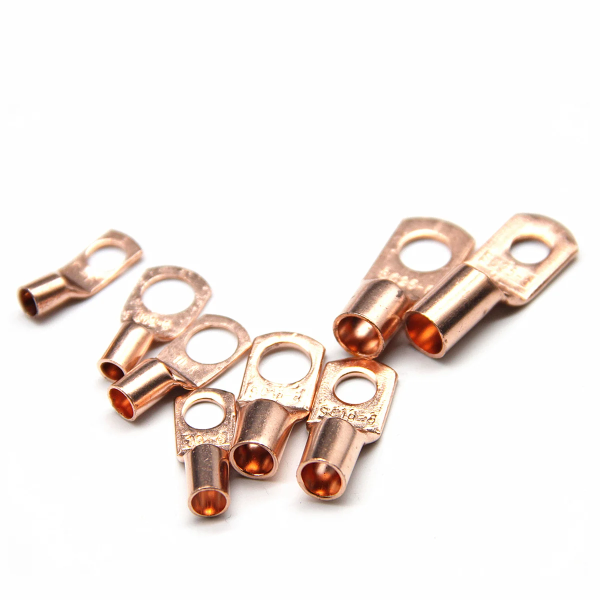 10/25/50Pcs SC Type Wire Lug Terminals SC6 SC10 SC16 SC25 Cable Lug Wire Connectors Hole ID 6mm 8mm 10mm Gold Electrical Lug