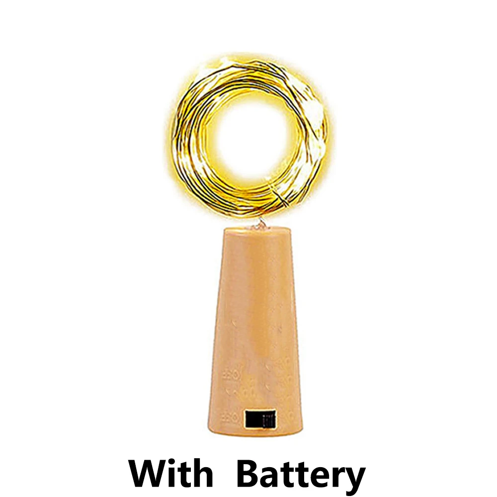 10 قطعة شريط البطارية LED زجاجة النبيذ الفلين سلسلة أضواء عطلة الديكور جارلاند الجنية أضواء عيد الميلاد سلسلة أسلاك نحاسية أضواء