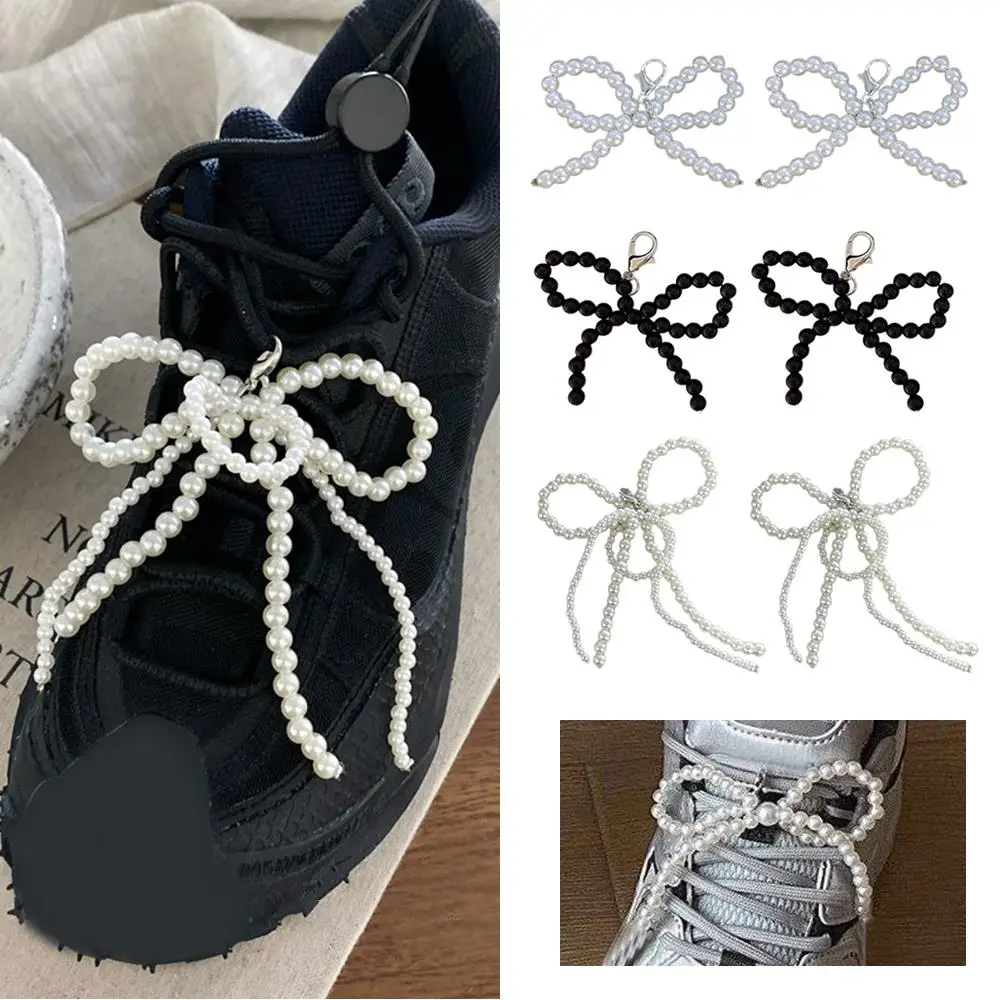 Hot 1Pair Handmade Shoes Clip Shoe Buckle Decoration Bag Pendant Casual Shoes Sneakers Accessories All-match Bow Shoelaces Clips