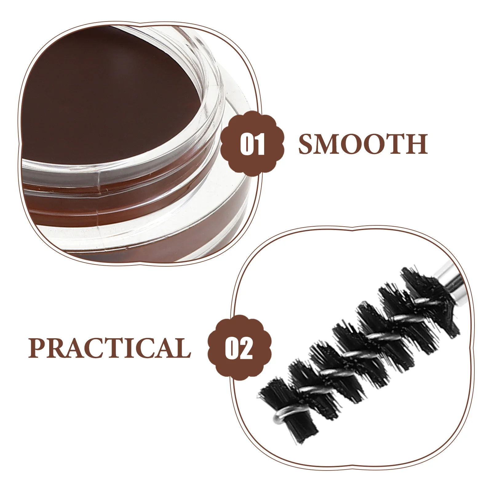 Gel à sourcils marron foncé, cire coiffante imperméable, maintien longue durée pour sourcils naturels définis, brosse de précision