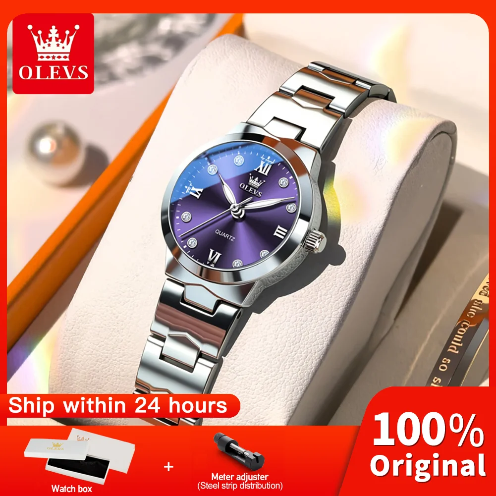

OLEVS 3735 Luxury Elegance Women Original Quartz Movement Watch Diamond Dial Stainless Steel Brand Luminous 30m Waterproof Watch