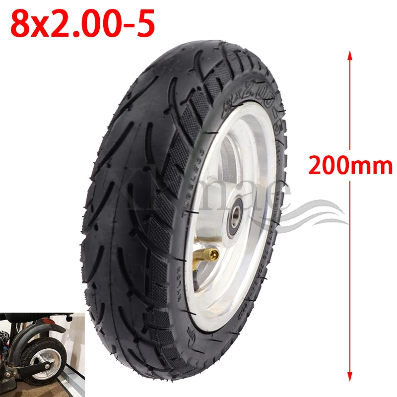 

8x2.00-5 Wheel Tubeless Vacuum Tire with Aluminum Alloy Rims for Electric Scooter Kugoo S3 S2 S1 C3 Pocket Bike Wheelchair