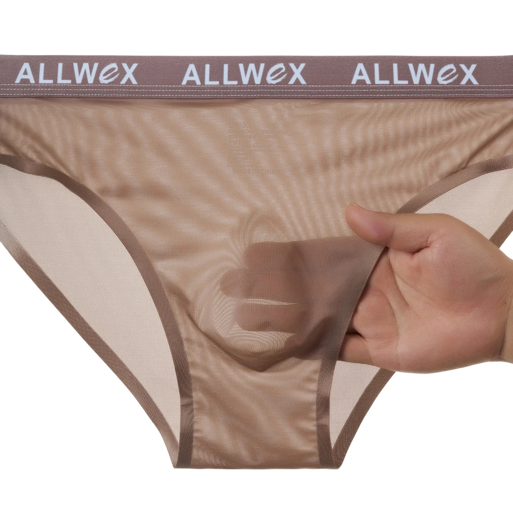 

Men Smooth Ice Silk Seamless Brief Sissy Gay Pouch High Elastic Low Rise Very Hot Lingerie See Through Underwear For Man Bikini