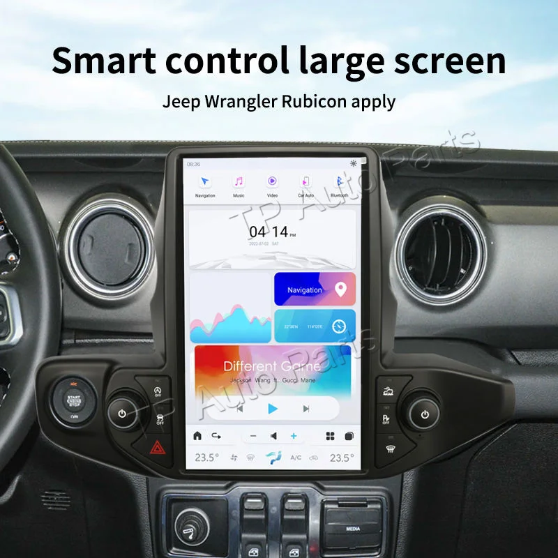 TP-Autoradio Qualcomm de 13.6 Pouces avec Navigation GPS, Lecteur de Limitation d'Écran pour Voiture Jeep Wrangler de 2018 à 2021