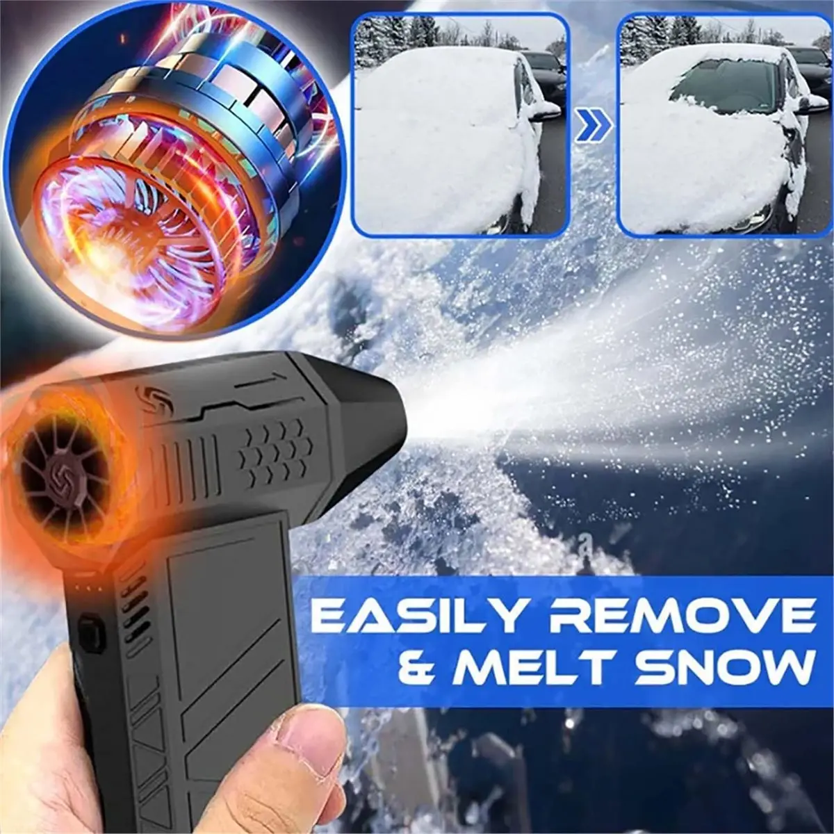 A06R Thermal Snow Blower-3 Levels Adjustable,Efficient Turbine,Portable Thermal Blower,for Car Defrost,Snow&Dust Removal