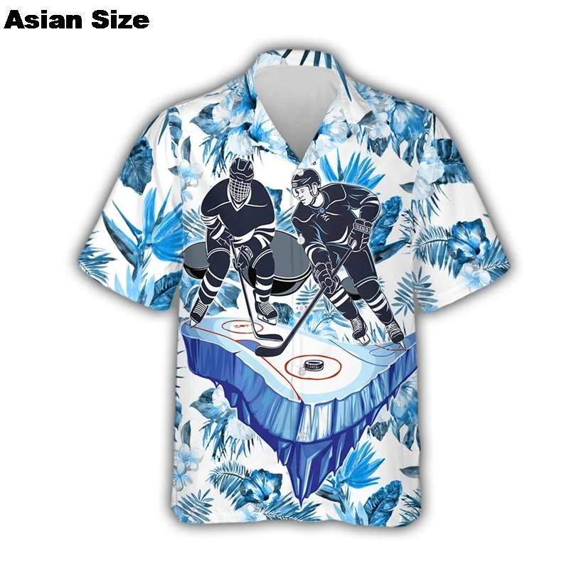 

Hockey Graphics Hawaiian Shirts For Men 3D Printed Tropical Short Sleeve Button Down 2025 Holaday Shirt Women Lapel Blouse