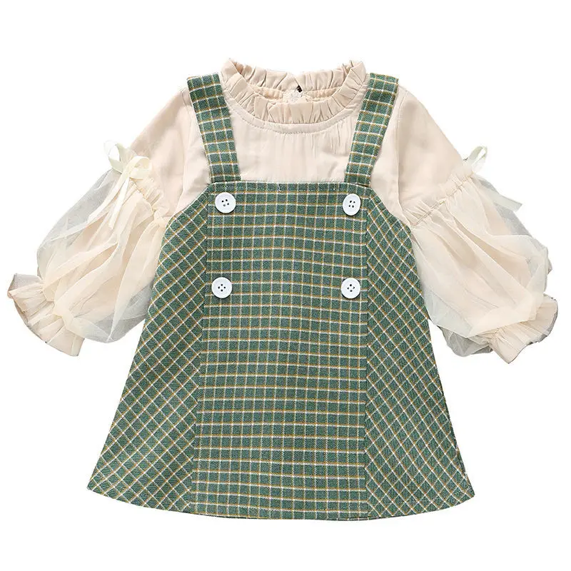 Cute and Beautiful Girls\' Autumn Dress 2022 Vintage Plaid Skirt Girls\' Spring and Autumn Skirt Kids Clothes Girls