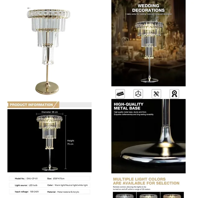 for High quality modern rechargeable table ornaments for wedding flower stands