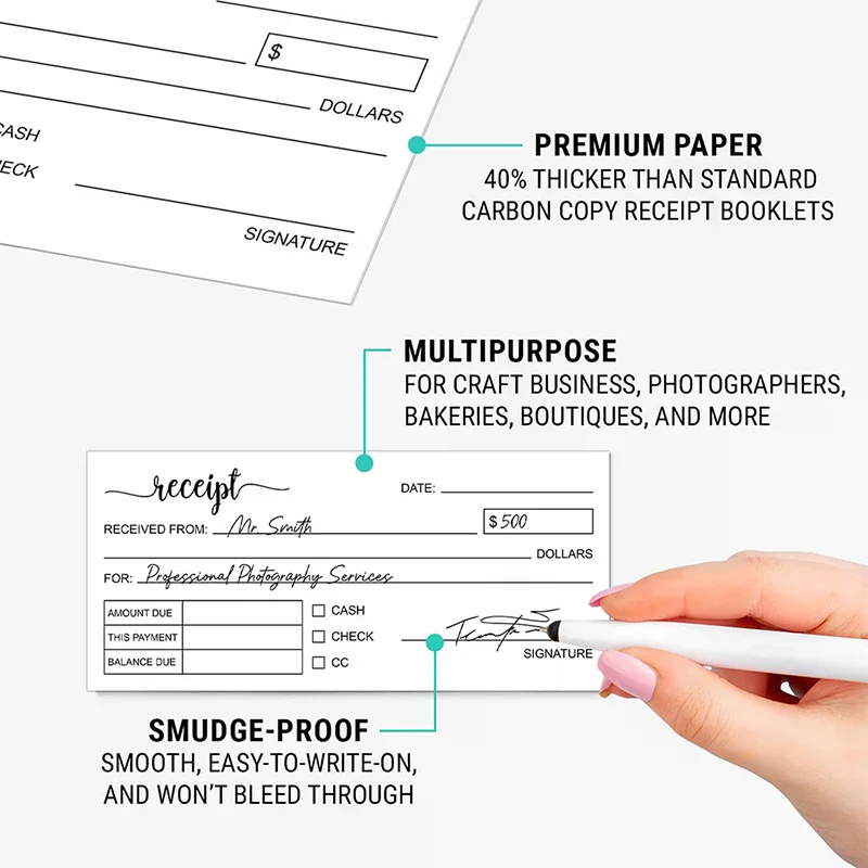 Receipt Book Carbonless Paper Thank You Receipt Book - Sales Order Small Business Invoice Book - (50 Each White/Yellow) 1