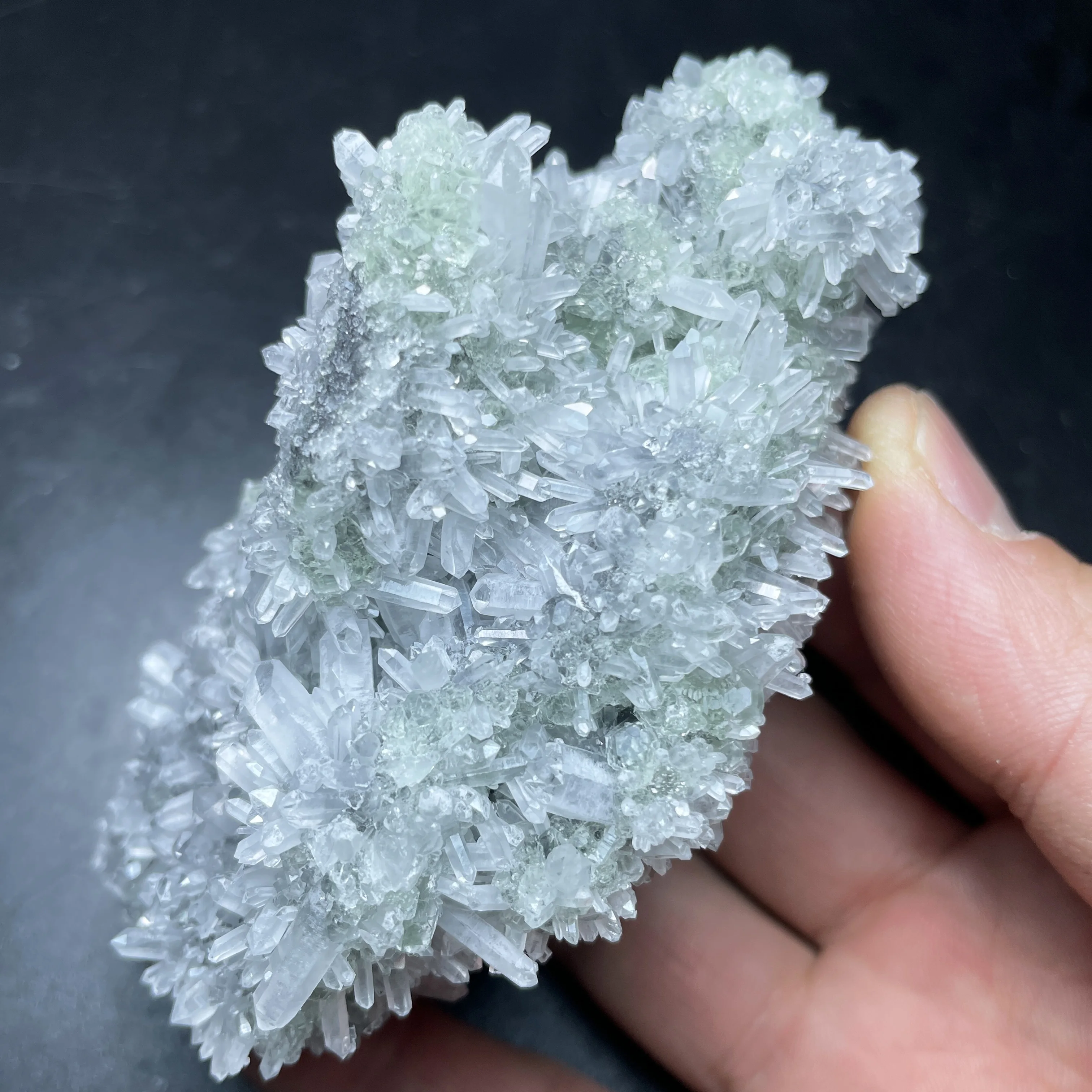 Natural Crystal Quartz Cluster With Calcite Fluorescence And Green Fluorite Symbiosis Specimen Healing Stone Home Decor C1-7