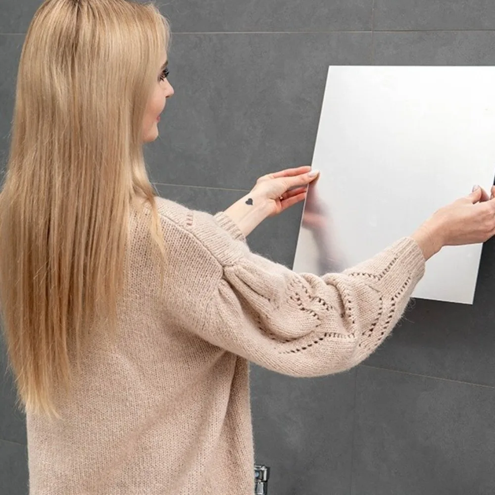 New 1pc Self Acrylic Mirror Sheet 1.6mm Thick Simple Non Glass Mirror Stickers DIY Craft Mirror Tiles Bathroom