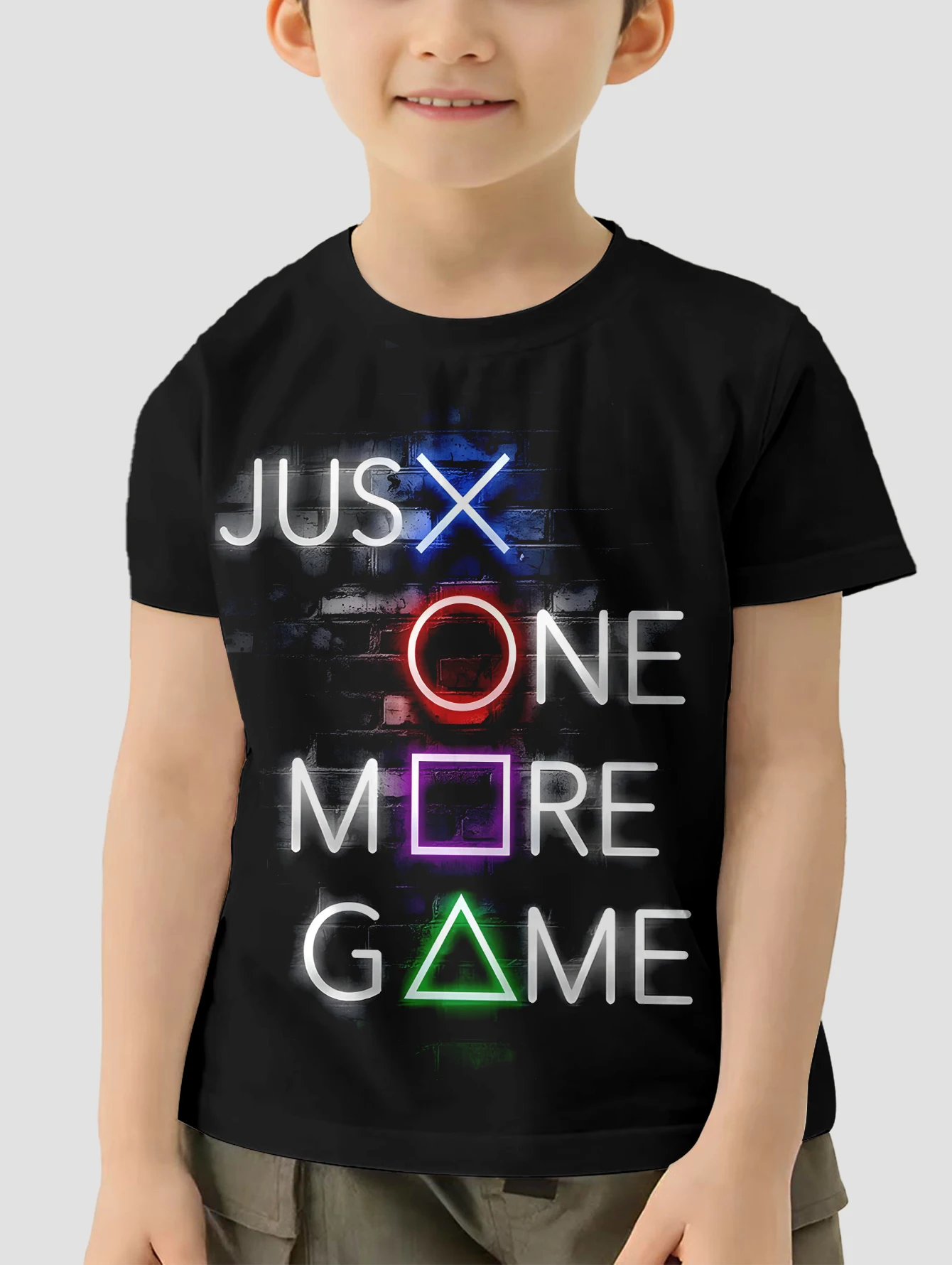 

Just One More Game Children's Clothing Boys Clothes Top Shirts T-shirt for a Boy Child Tee Shirt Kids T-shirts Short Sleeve Tops