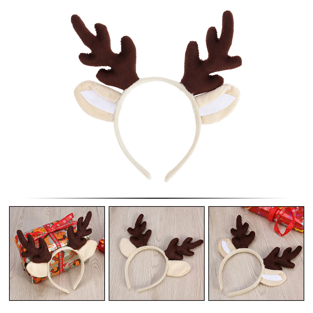 Antler Headband Lovely Headdress Kid Hair Accessory Decor Christmas Clothes Bow Tie Xmas Cotton Photo Prop Child