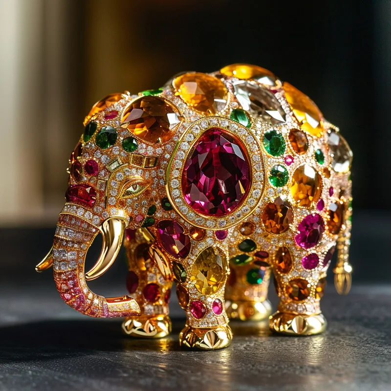 Fashion micro-inlaid zircon crystal elephant brooch, limited ornament customization
