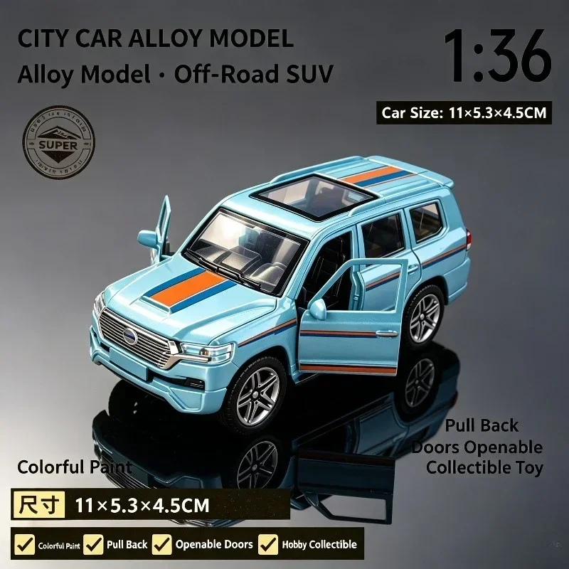 Alloy Car Model 1:36 Scale Offroad SUV, Diecast Pull-Back Replica Vehicle, Openable Doors & Fine Details, Simulation Vehicle,