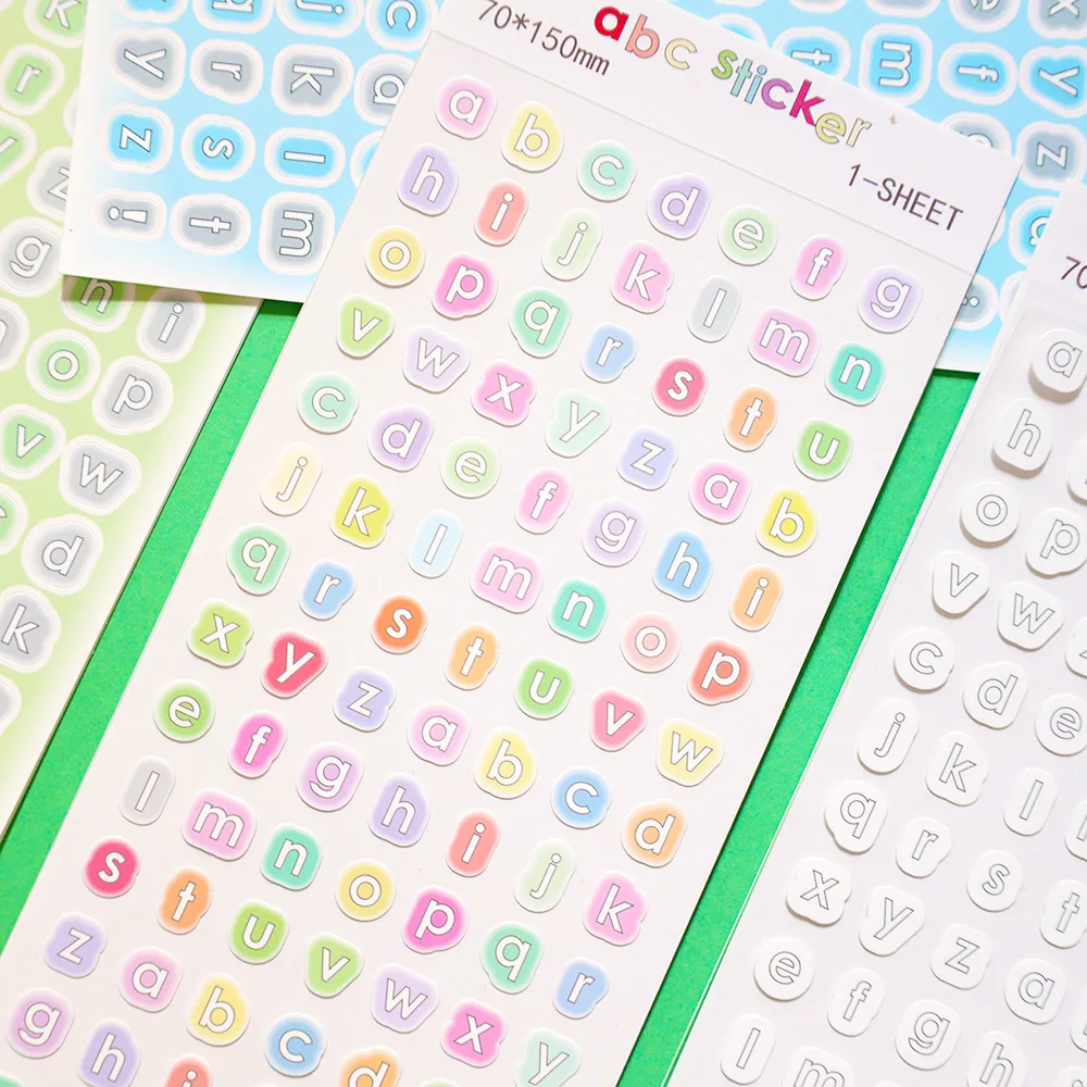 MINKYS 2pcs Kawaii Gradient Letter Words Kpop Photocards Basic Dialog Sticker DIY Scrapbook Stickers Confetti Stationery
