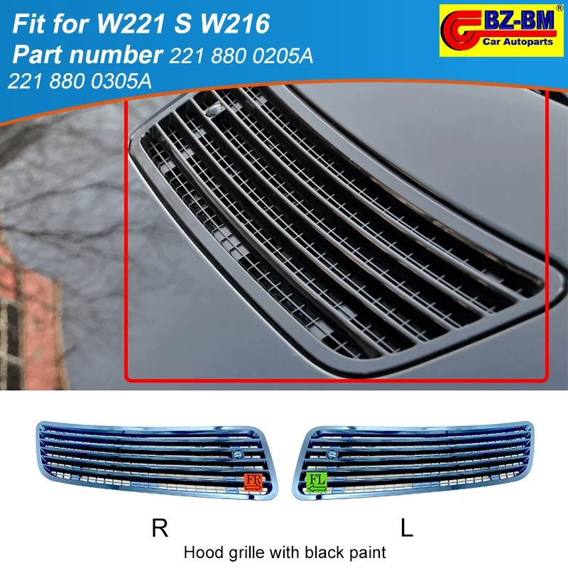 

Front Hood Bonnet Hood Air Vent Grille Cover Screen For Mercedes W221 S W216 Cl 2218800205 2218800305 Hood Air Vent Grille Cover