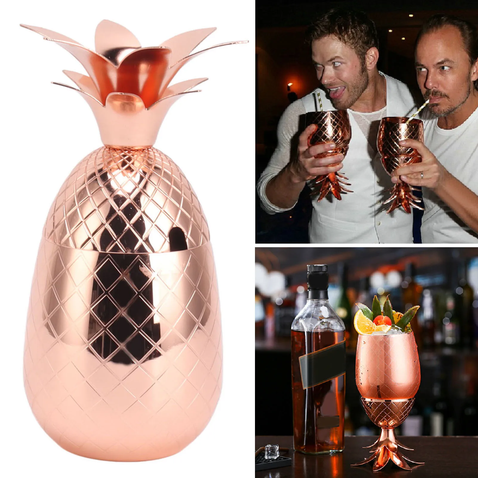 

550ml Pineapple Shape Cocktail Shaker Stainless Steel Polished Cocktail Shaker Bartender Tool Bar Accessories