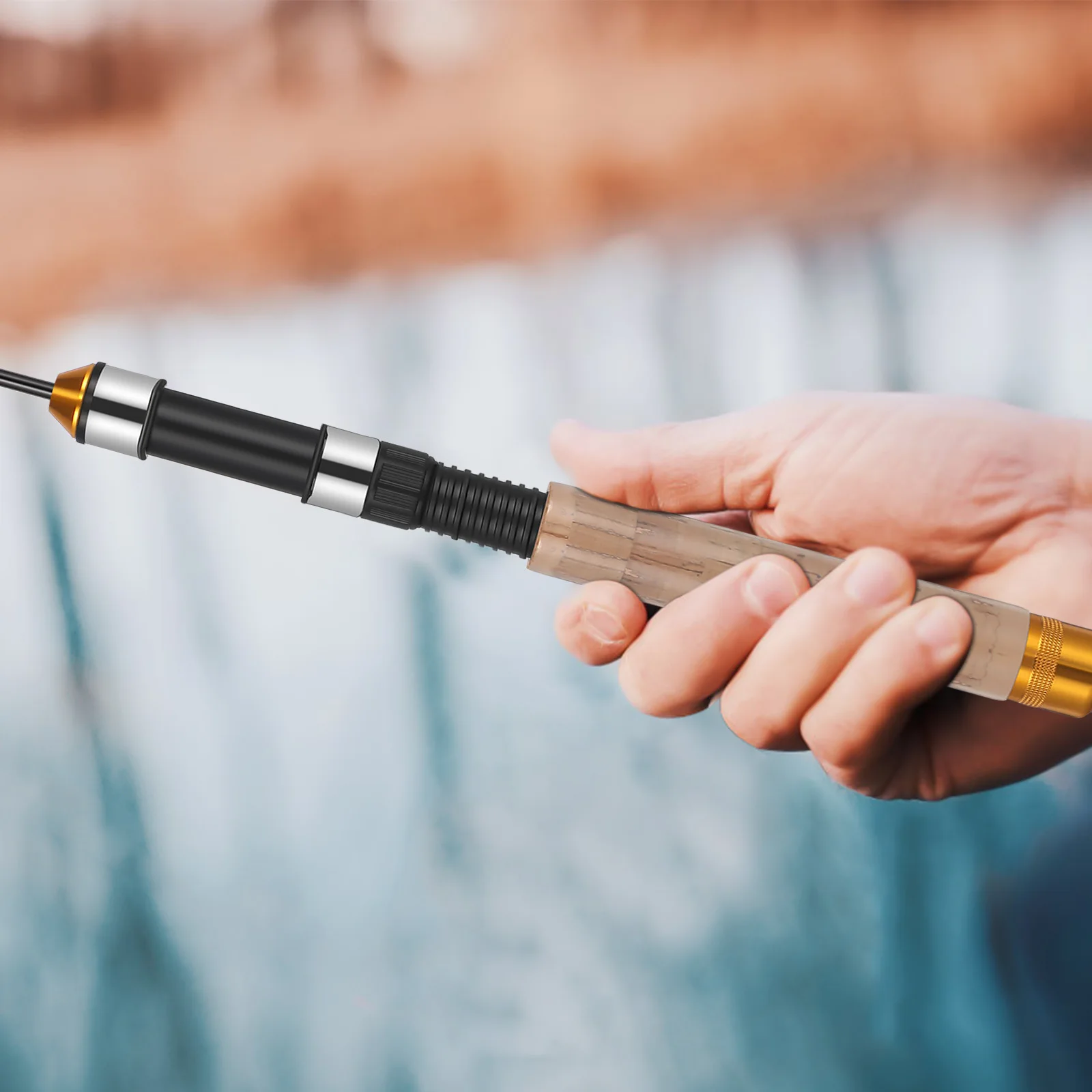 

64cm Telescopic Ice Fishing Rod Carbon Mini Pole 2 Durable Guides Lightweight Compact Design Fishing Supplies Equipment
