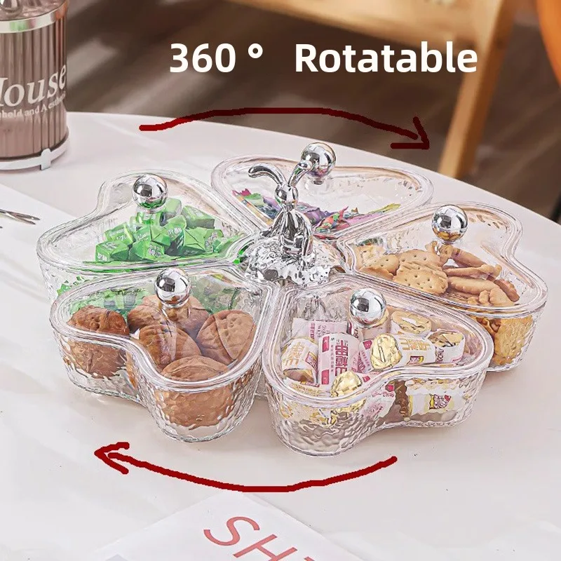 New Light Luxury Rotatable Fruit Tray, Living Room Coffee Table Snack Display Tray, High-value Storage Fruit Tray Kitchen Items